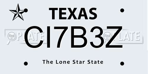 CI7B3Z Texas License Plate