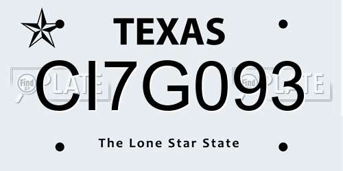CI7G093 Texas License Plate