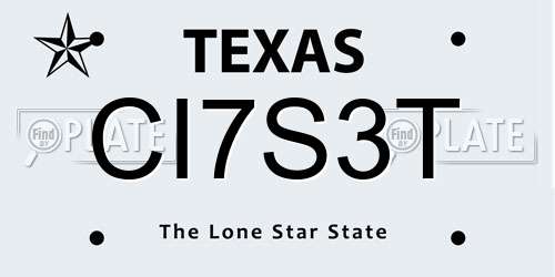 CI7S3T Texas License Plate