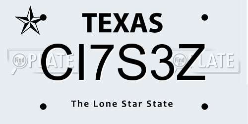 CI7S3Z Texas License Plate