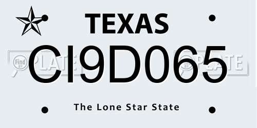 CI9D065 Texas License Plate
