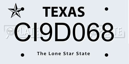 CI9D068 Texas License Plate