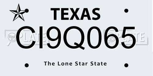 CI9Q065 Texas License Plate