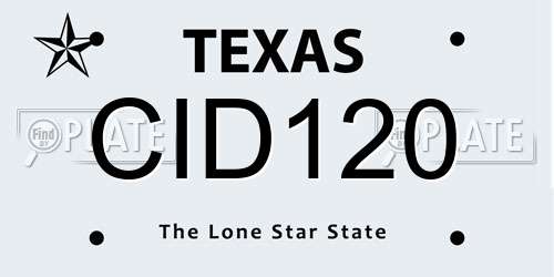 CID120 Texas License Plate