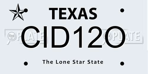 CID12O Texas License Plate