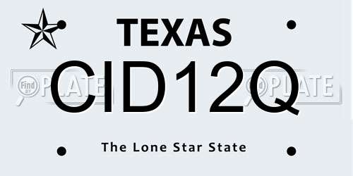 CID12Q Texas License Plate
