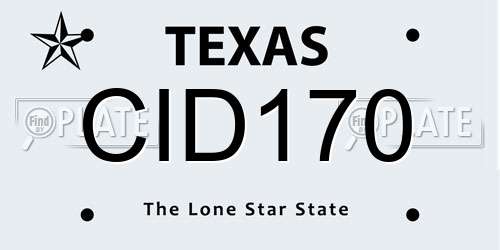CID170 Texas License Plate