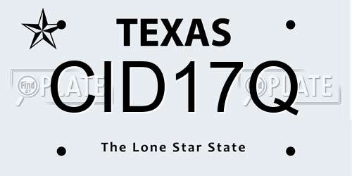 CID17Q Texas License Plate