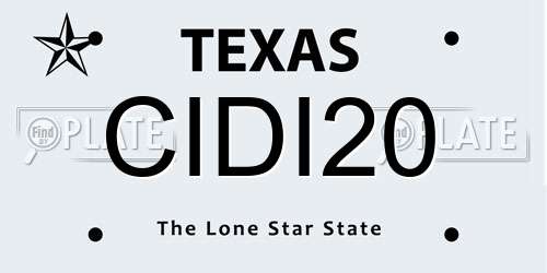 CIDI20 Texas License Plate