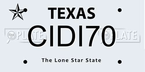 CIDI70 Texas License Plate