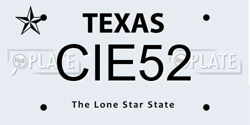 CIE52 Texas License Plate
