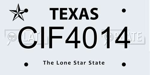 CIF4014 Texas License Plate