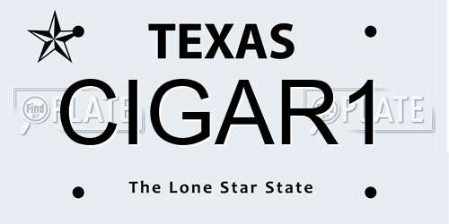 CIGAR1 Texas License Plate