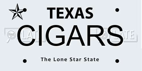 CIGARS Texas License Plate