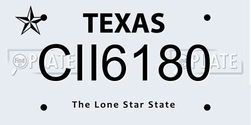CII6180 Texas License Plate