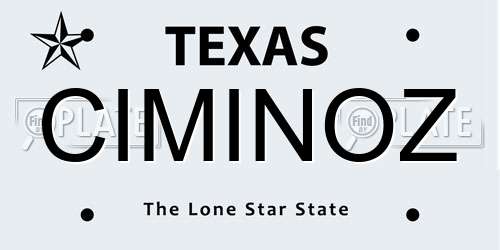 CIMINOZ Texas License Plate