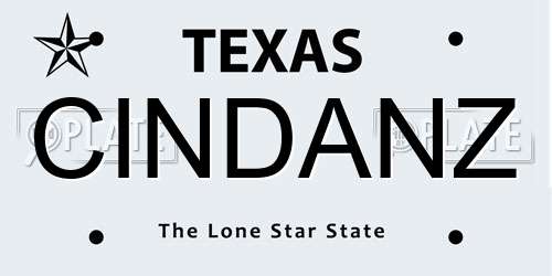 CINDANZ Texas License Plate