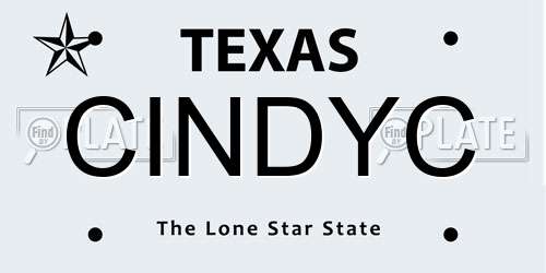 CINDYC Texas License Plate