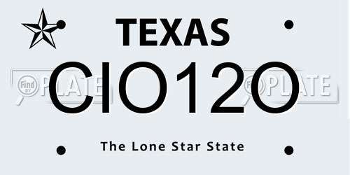 CIO12O Texas License Plate