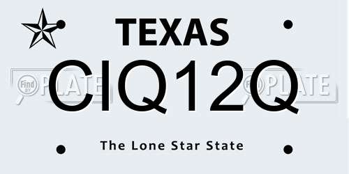 CIQ12Q Texas License Plate