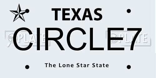 CIRCLE7 Texas License Plate