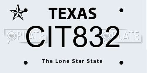 CIT832 Texas License Plate