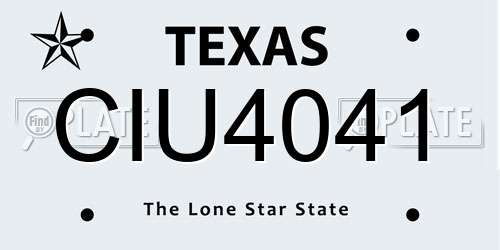 CIU4041 Texas License Plate