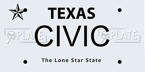 CIVIC Texas License Plate