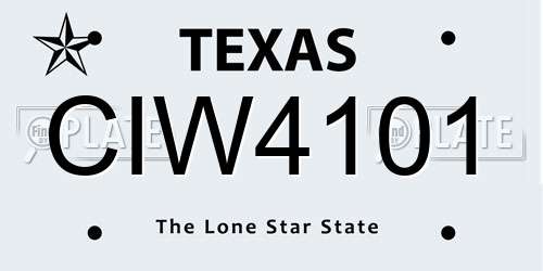 CIW4101 Texas License Plate