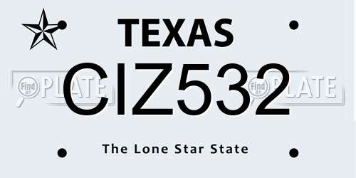 CIZ532 Texas License Plate