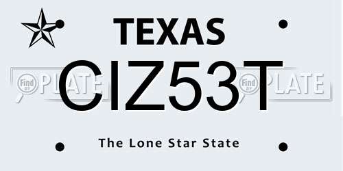 CIZ53T Texas License Plate