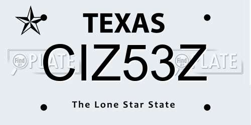 CIZ53Z Texas License Plate