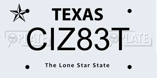 CIZ83T Texas License Plate