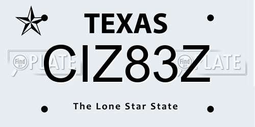 CIZ83Z Texas License Plate