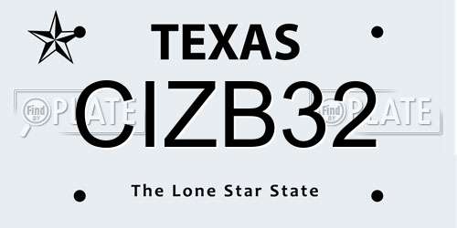CIZB32 Texas License Plate