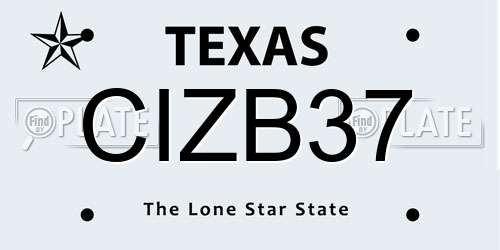 CIZB37 Texas License Plate