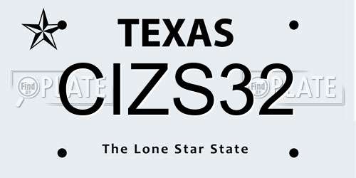 CIZS32 Texas License Plate