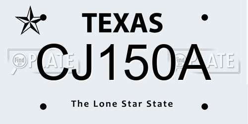 CJ150A Texas License Plate