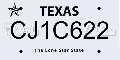 CJ1C622 Texas License Plate