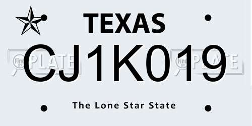 CJ1K019 Texas License Plate