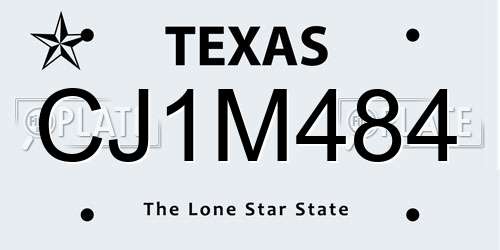 CJ1M484 Texas License Plate
