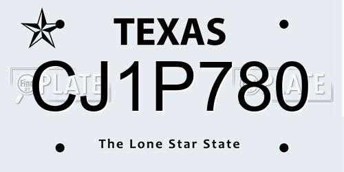 CJ1P780 Texas License Plate