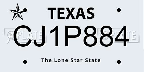 CJ1P884 Texas License Plate