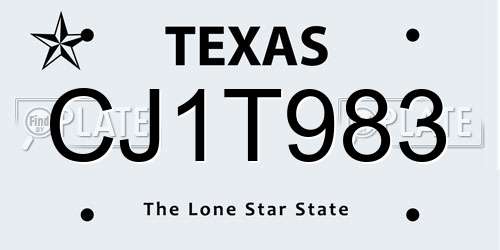 CJ1T983 Texas License Plate