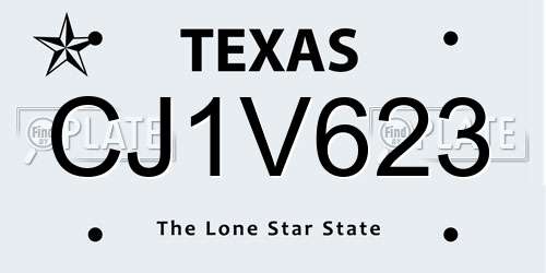 CJ1V623 Texas License Plate