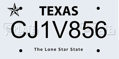 CJ1V856 Texas License Plate