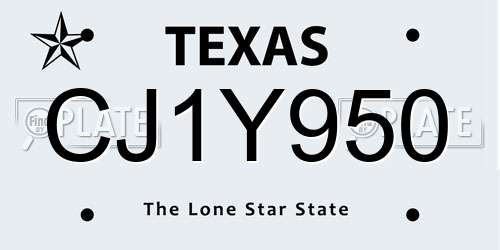 CJ1Y950 Texas License Plate