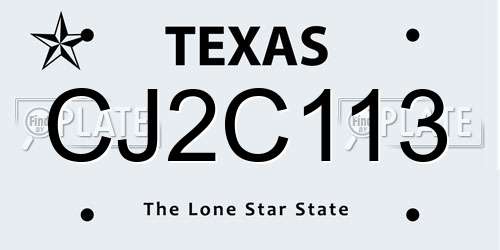 CJ2C113 Texas License Plate