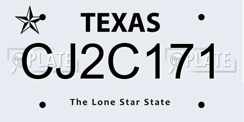 CJ2C171 Texas License Plate