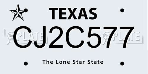 CJ2C577 Texas License Plate